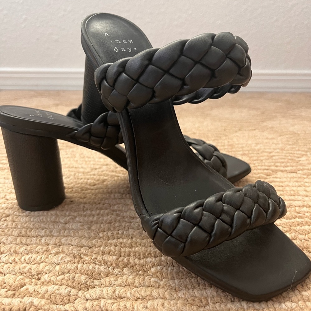 Size 6.5 braided mule heels